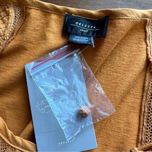 Anthropologie Deletta Golden Tie Neck Silk Blouse - Picture 5 of 5